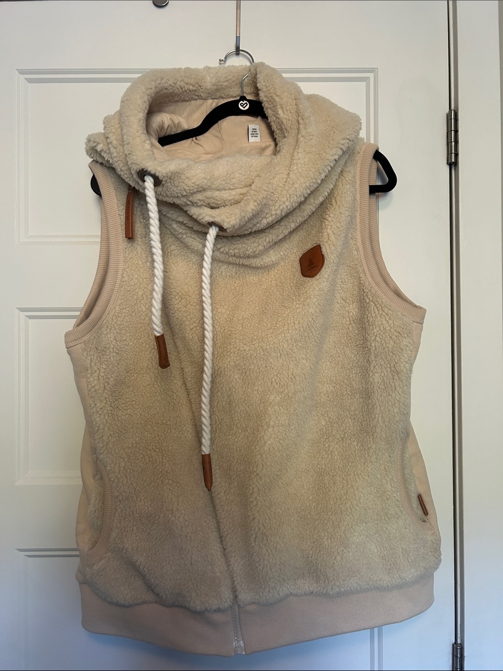 Wanakome Cream Sherpa Sleeveless Funnel Neck Vest